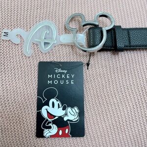 Disney Mickey Mouse Black Belt with Silver Mickey Buckle